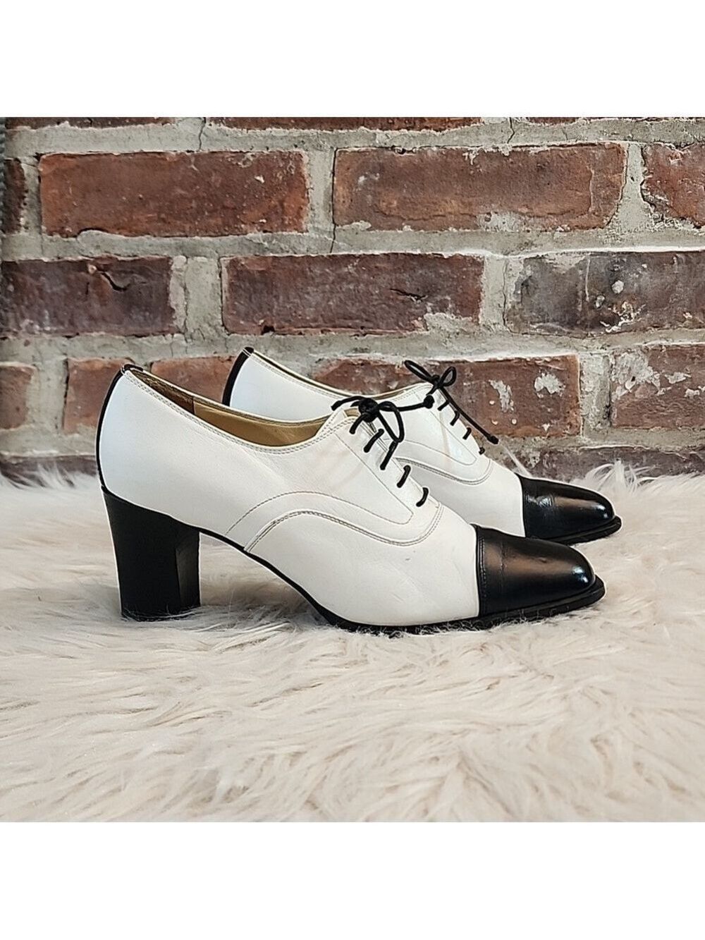 Vintage Warren Edwards Chunky Heel Leather Oxfords, Size 7.5
